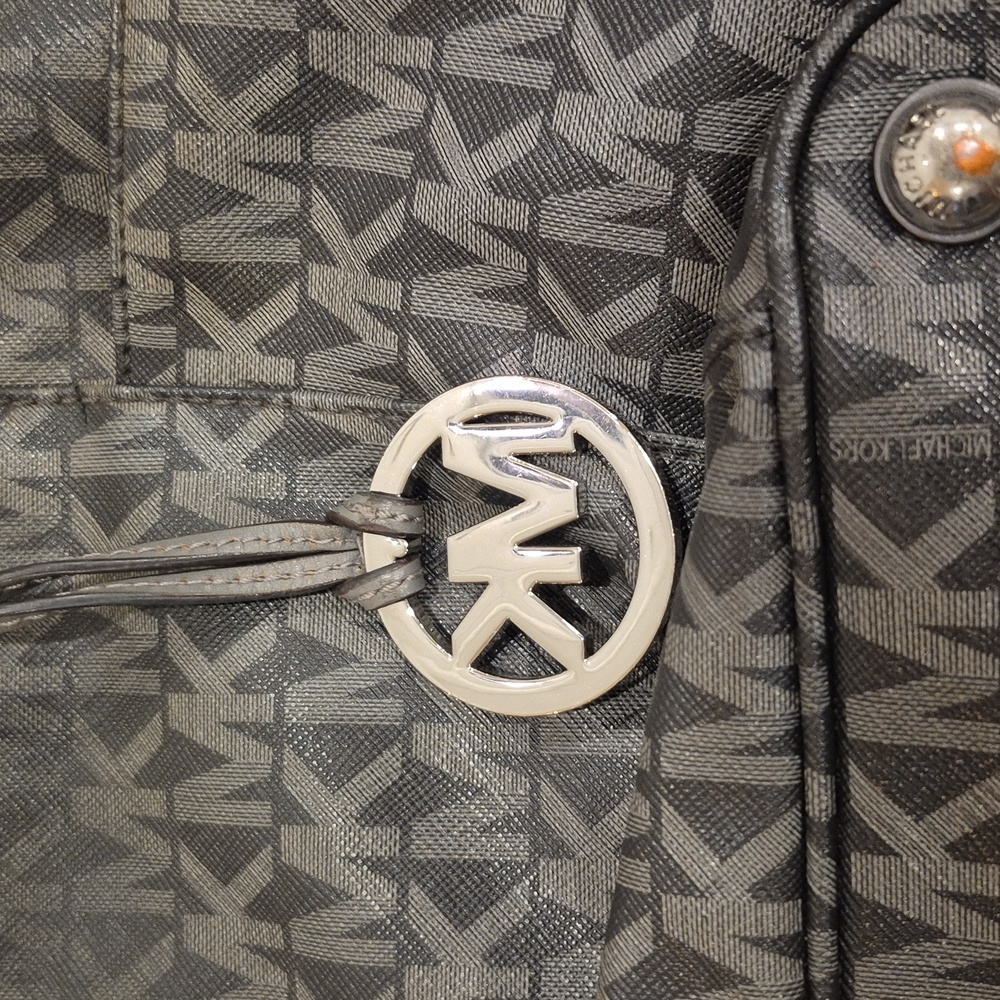 MK Michael Kors Signature Monogram Tote Bag Charcoal Gray - Picture 5 of 6
